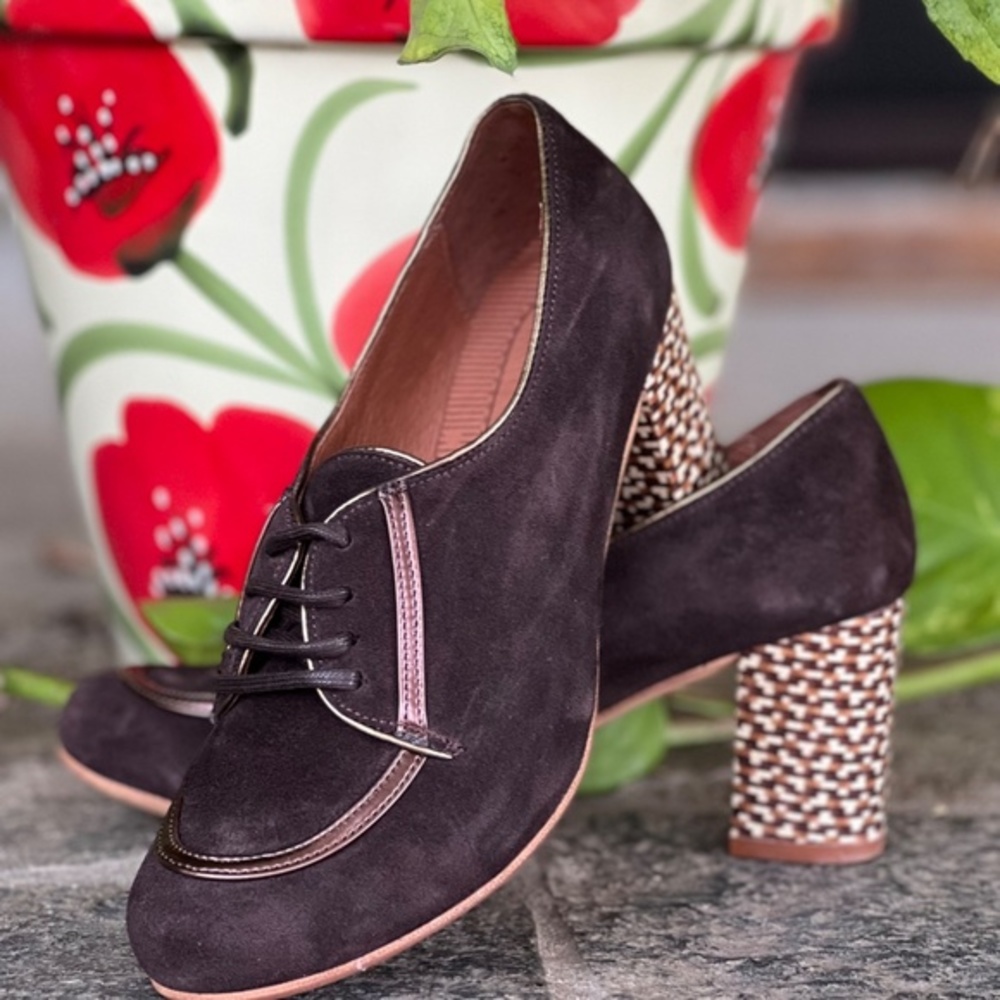 Nemonic Frida Bootie Chocolate Suede Block Chunky Heel